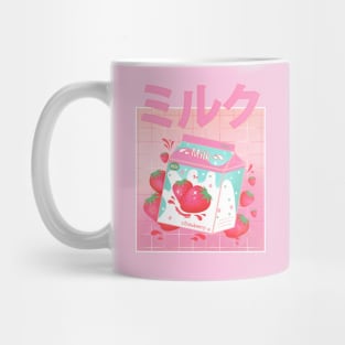 Retro 90s Japanese Kawaii Strawberry Milk Shake Carton Mug